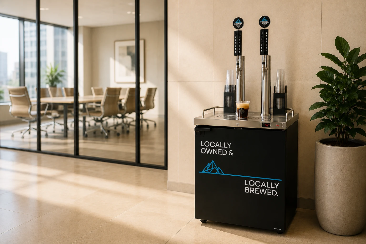 Andrew's Brew self serve office beverage station in a premium workplace